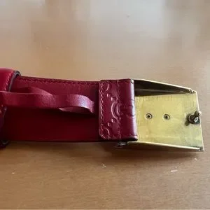 Gucci | Accessories | Gucci Logo Imprinted Red Leather Belt  display picture 3